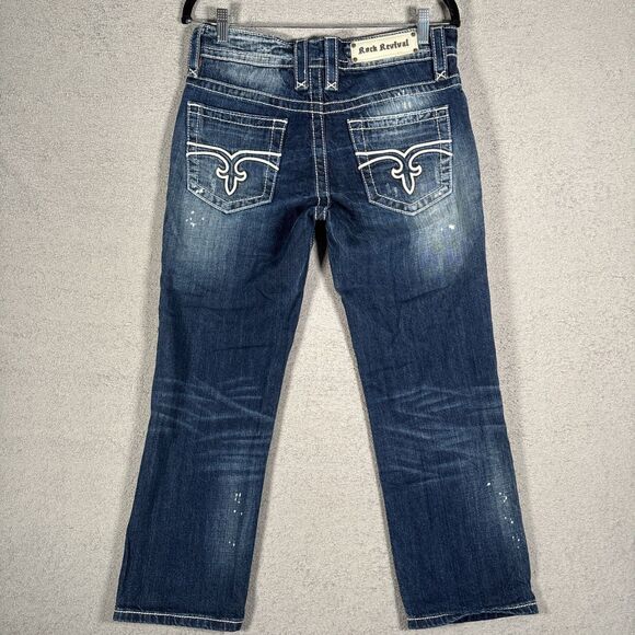 Rock Revival Denim - Rock Revival Emilie Boyfriend Jeans Women’s Size 27 Embellished Whiskers Fade